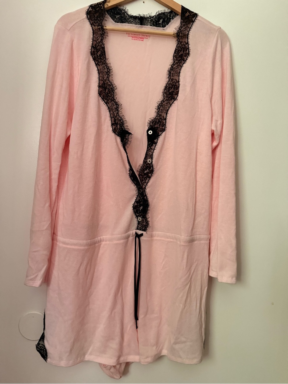 Victoria's Secret Pink romper PJs with Black Lace Trim